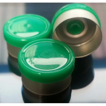 West 13mm Smooth Vial Caps, Green, Bag 1000