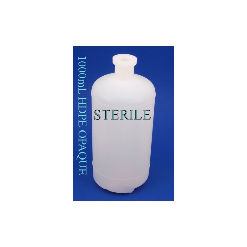 1000mL Sterile Plastic Serum Bottles, Opaque HDPE, Case of 60