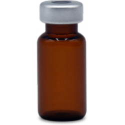 2mL Amber Sterile Serum Vials, Pack of 25, Silver Seals