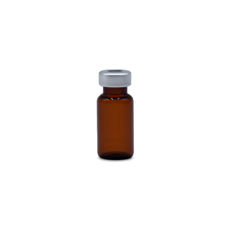 2mL Amber Sterile Serum Vials, Pack of 25, Silver Seals