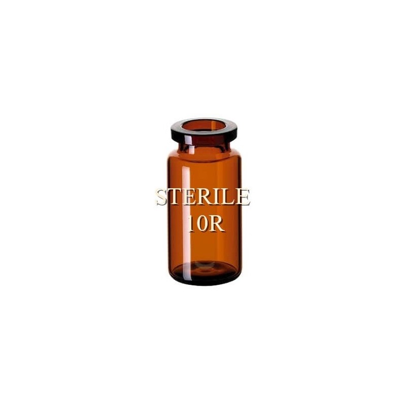 ISO 10R Amber Open Sterile Vials, 24x45mm, Nested Tray of 96 pieces