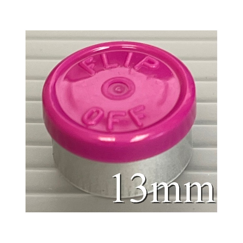 13mm Flip Off Vial Seals, Magenta, Pack of 100