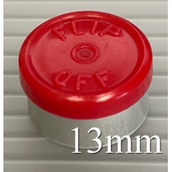 13mm Flip Off Vial Seals, Red, Bag of 1000