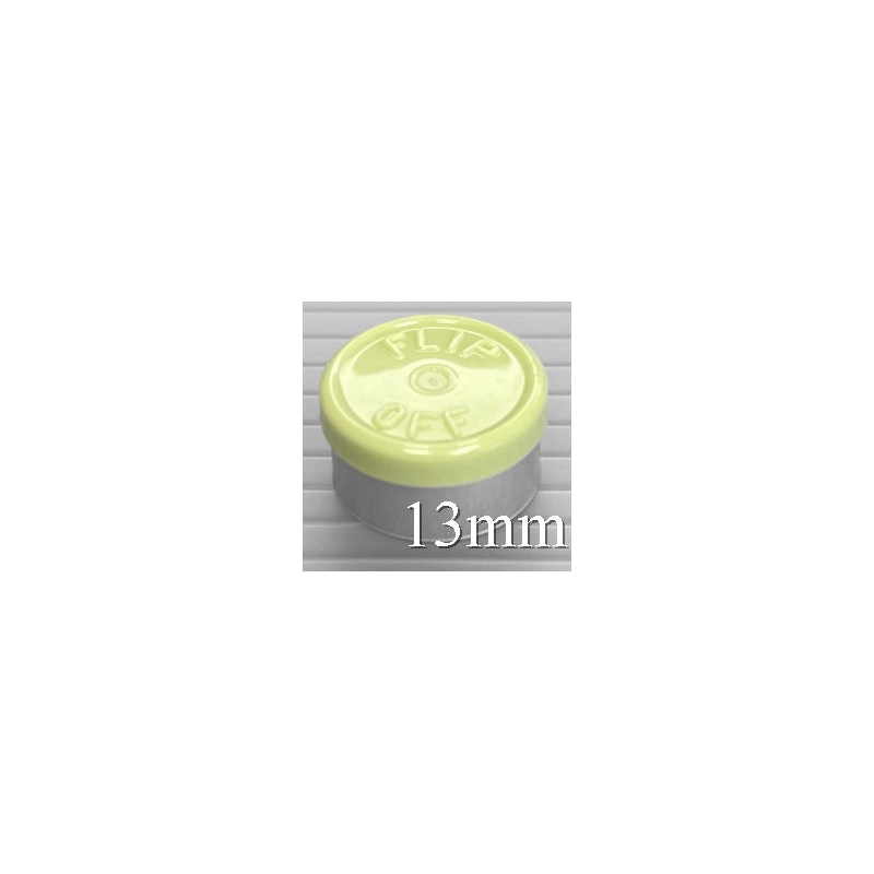 13mm Flip Off Vial Seals, Faded Light Green, Pk 100 13mm Flip Off Vial Seals, Faded Light Green, Pk 100
