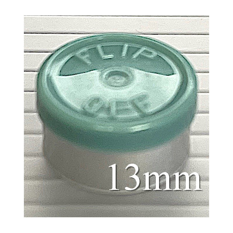 13mm Flip Off Vial Seals, Slate Blue Green, Bag 1000 13mm Flip Off Vial Seals, Slate Blue Green, Bag 1000