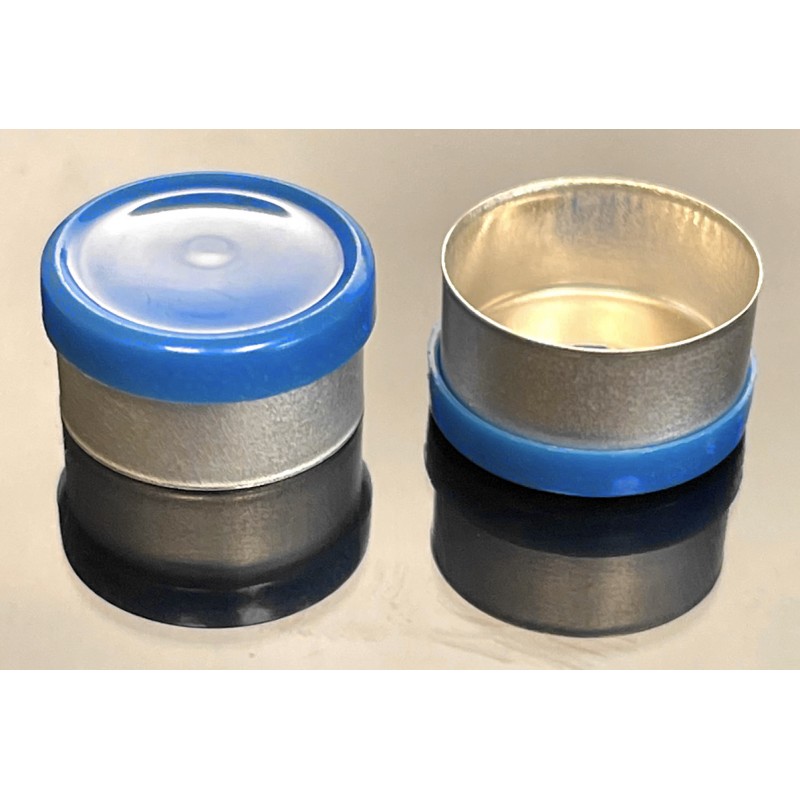 13mm West Pharma royal blue smooth gloss flip cap vial seals
