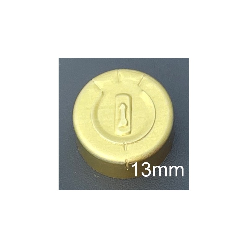 13mm Full Tear Off Vial Seals, Gold, Pk 100