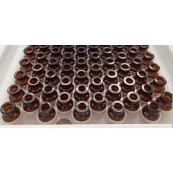 ISO 2R Amber Open Sterile Vials, Nested Tray in Tub, Tray of 100