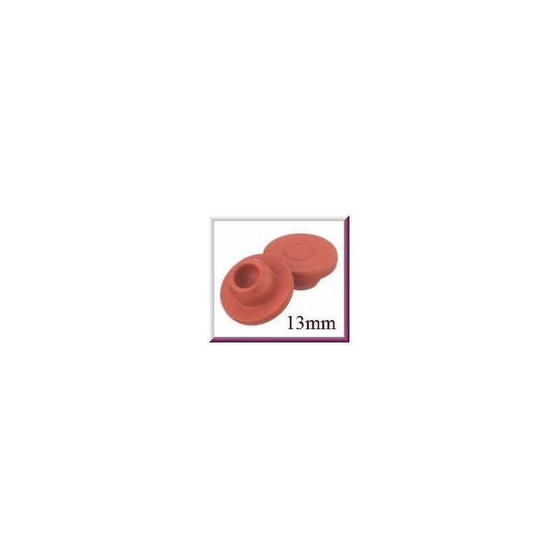 13mm Vial Stopper, Red Rubber, Pack of 100